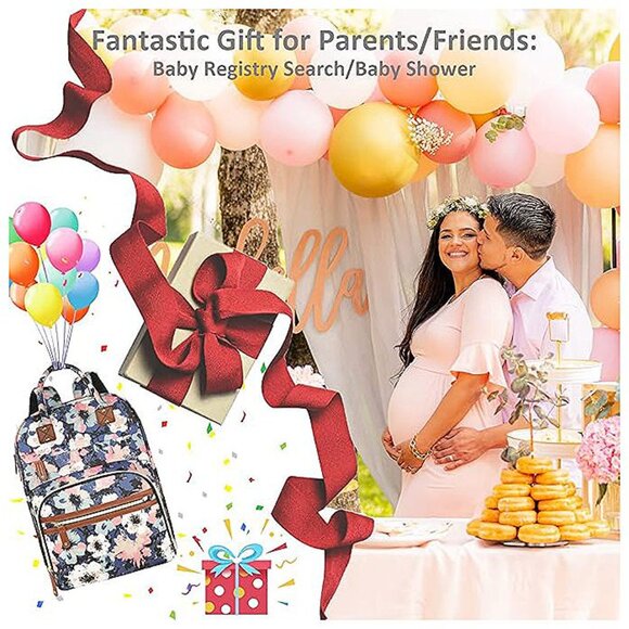 Diaper Bag Backpack Tote for Women Large Capacity, Floral Painting - Picture 5 of 8